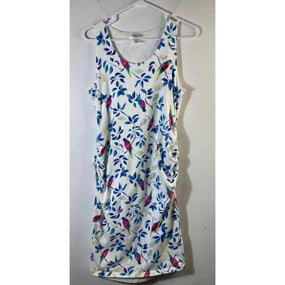 Motherhood Maternity Dresses & Skirts - Womens Motherhood Maternity Stretch Dress‎ Ruched Sides Floral Bird M